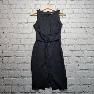 Love...ady Black Lace Waist Fitted Sheath Sleeveless Dress NWT Size XS